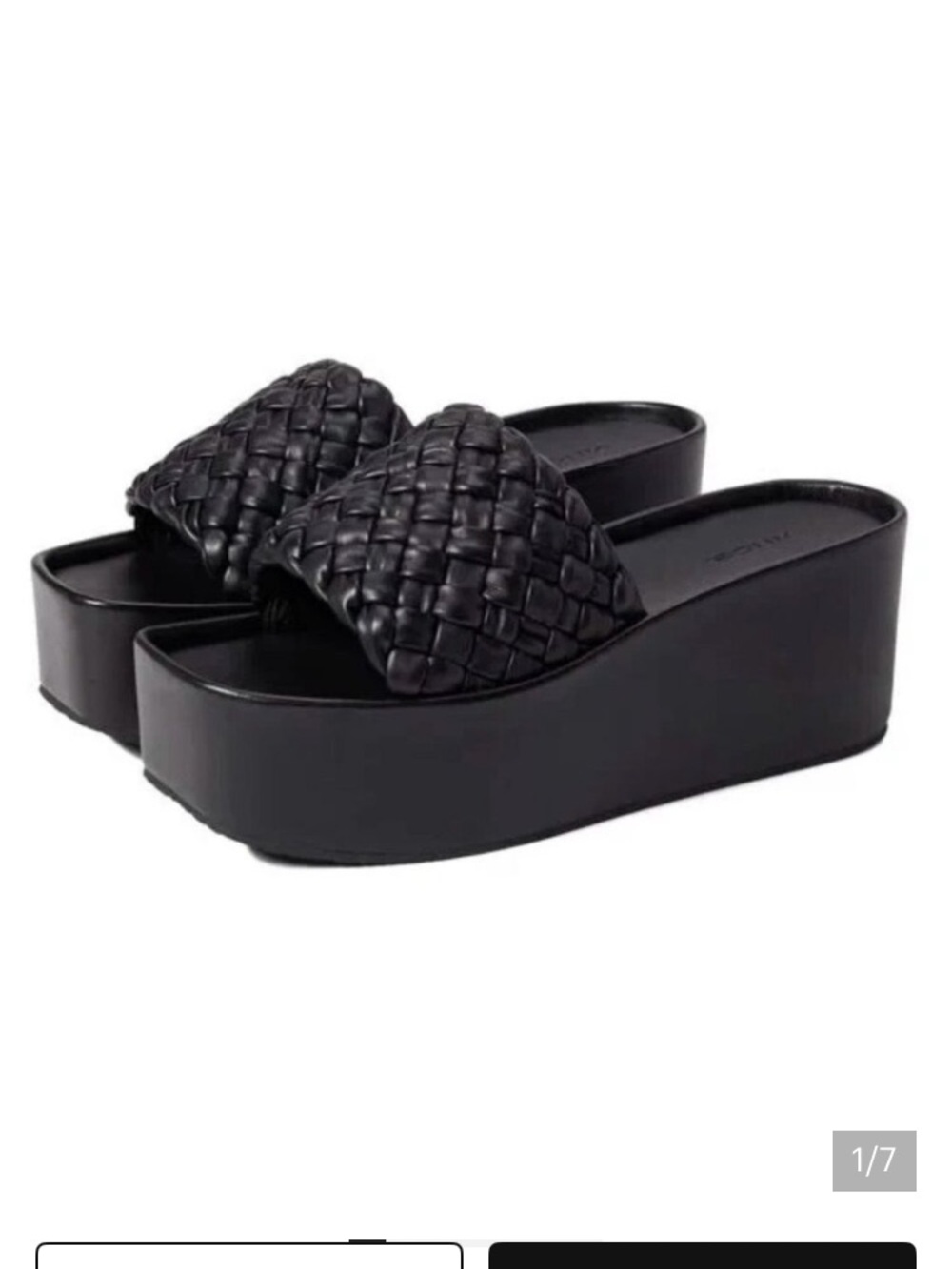 Vince Mari Black Woven Platform Slide Sandals